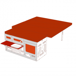 EGOE Nestbox Roamer 500, Komplettes Set+, Ford Custom Tourneo/Transit, Farbe rot/orange, unmontiert