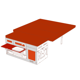 EGOE Nestbox Hiker 410, Komplettes Set+, Peugeot Traveler/Expert, Farbe rot/orange, unmontiert