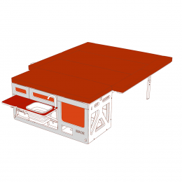 EGOE Nestbox Roamer 400, Komplettes Set+, VW Multivan/T6/Caravelle, Farbe rot/orange, unmontiert