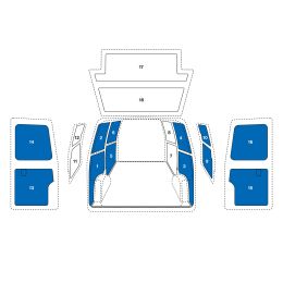 Sowaflex SET Wand links Wand rechts Schiebetür rechts oben/unten Heckflügeltüren oben/unten
Renault Master Mod.10 
Radstand 4332mm Frontantrieb 1 Schiebetüre